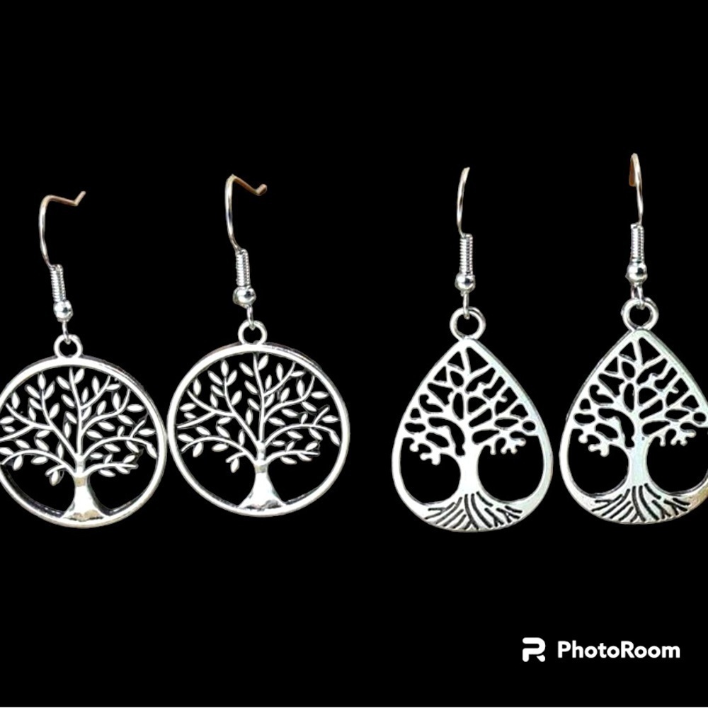 Tree dangling sliver earrings 2 sets
